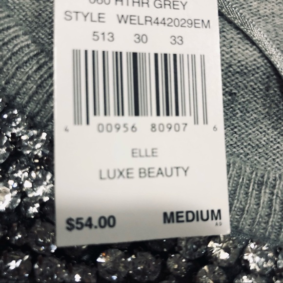 M//Ellie short sleeve sweater NWT rhinestone beaded neckline - Picture 7 of 10